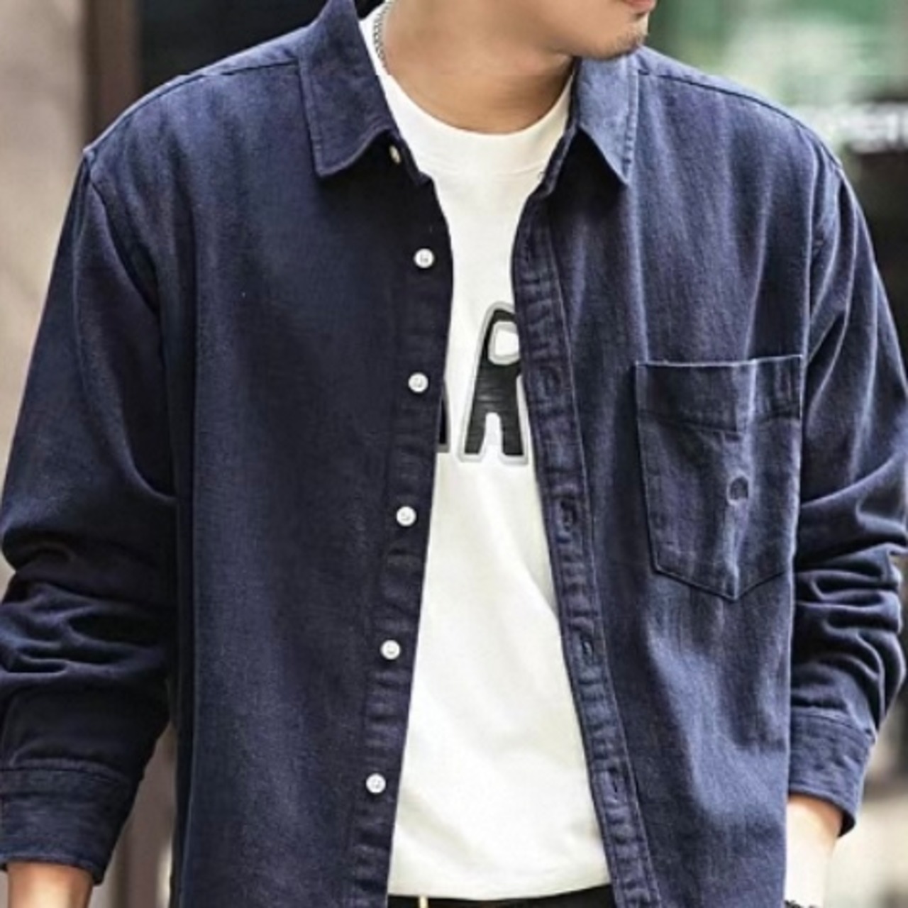 Button-down Long Sleeve Shirt Straight Hem ◇4color H0272