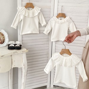 【BABY&KID】春作レースフリル無地インナーシャツ