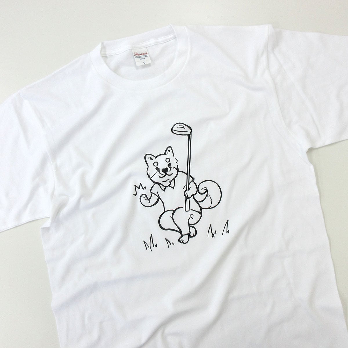 ゴルフ 柴犬 ガッツポーズ Tシャツ dog50 ゴルフ 上達 父の日 父の誕生日 プレゼント ギフト シバイヌ 犬 ゆるい イラスト