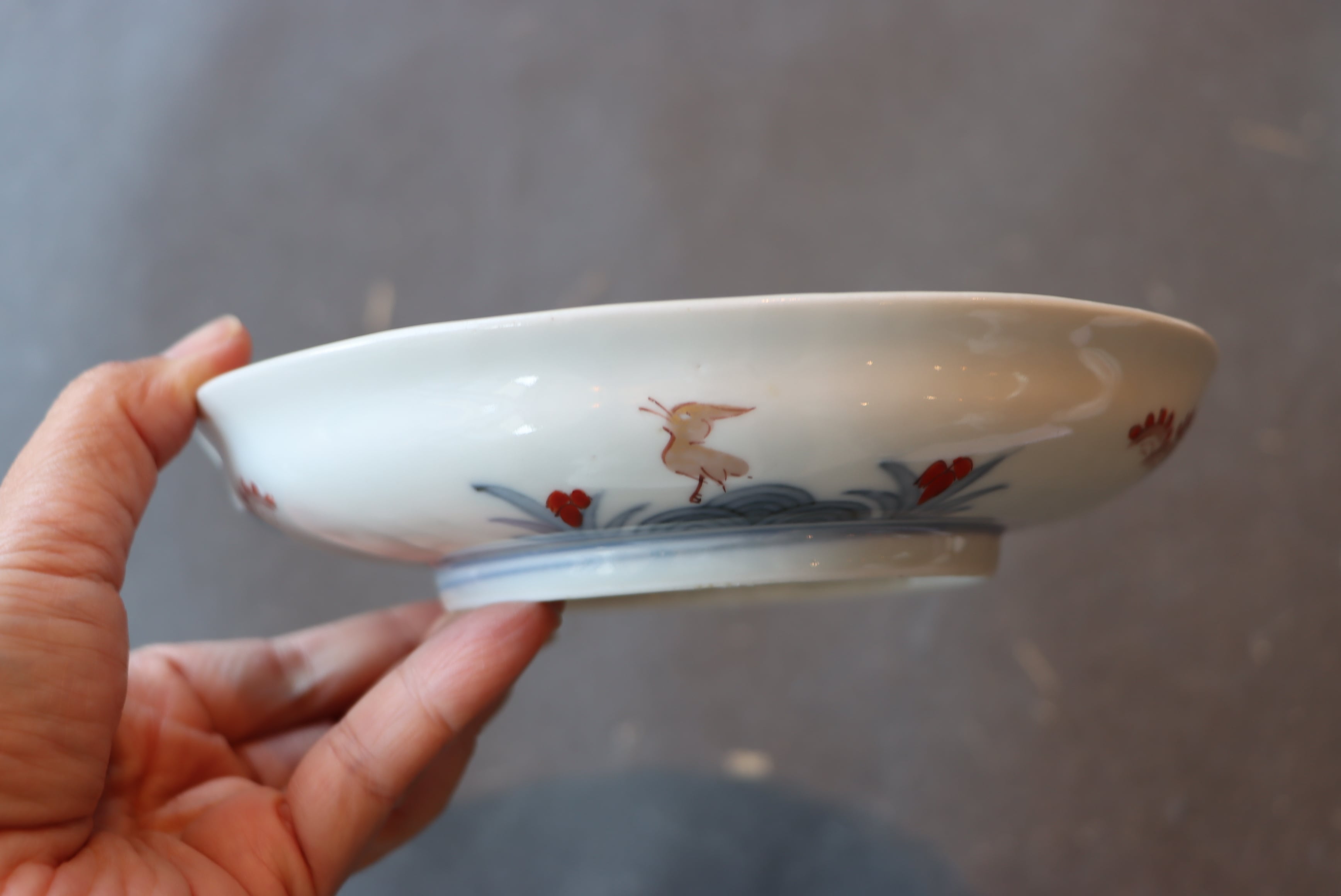 伊万里焼 色絵 鳳凰文 鮑形 変形皿/Imari abalone shaped plate | (有