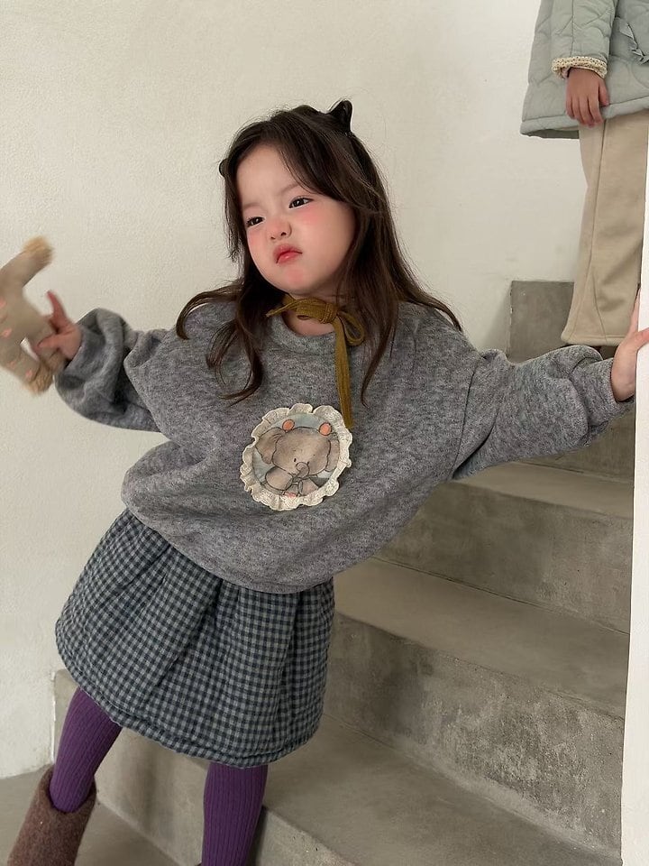 テディチェックセットアップ S,M,L,XL,JS / AIAI 26winter/ 韓国子供服