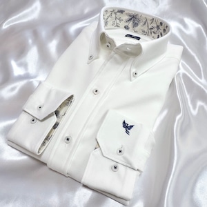 【メランジポリ LL】ビジネスカジュアルシャツ長袖