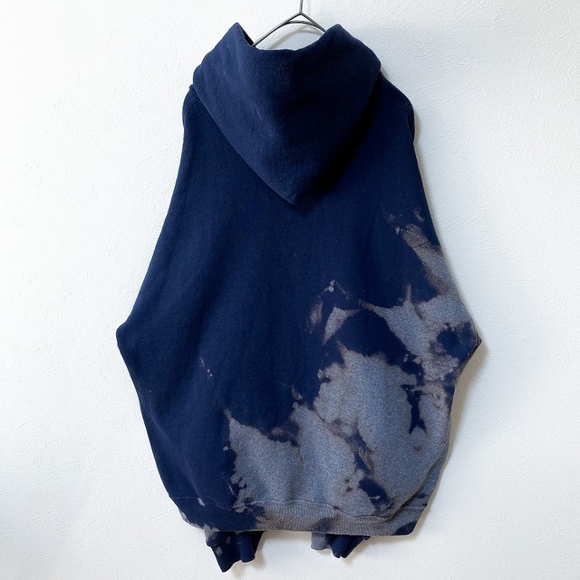 メンズ服ブリーチプルオーバーパーカーl 古着屋 リメイク加工 裏起毛 ブランド Re Rain ストリート ハンドメイド タイダイ 通販