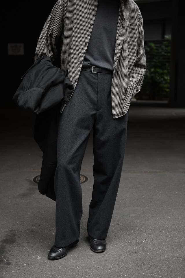 A.PRESSE / Wool Flannel Wide Trousers (Charcoal)