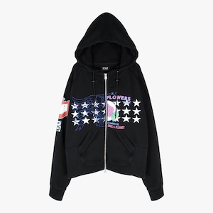 FAKE AS FLOWERS / FAF 26SS PRINTED ZIP-UP HOODIE (BLACK)