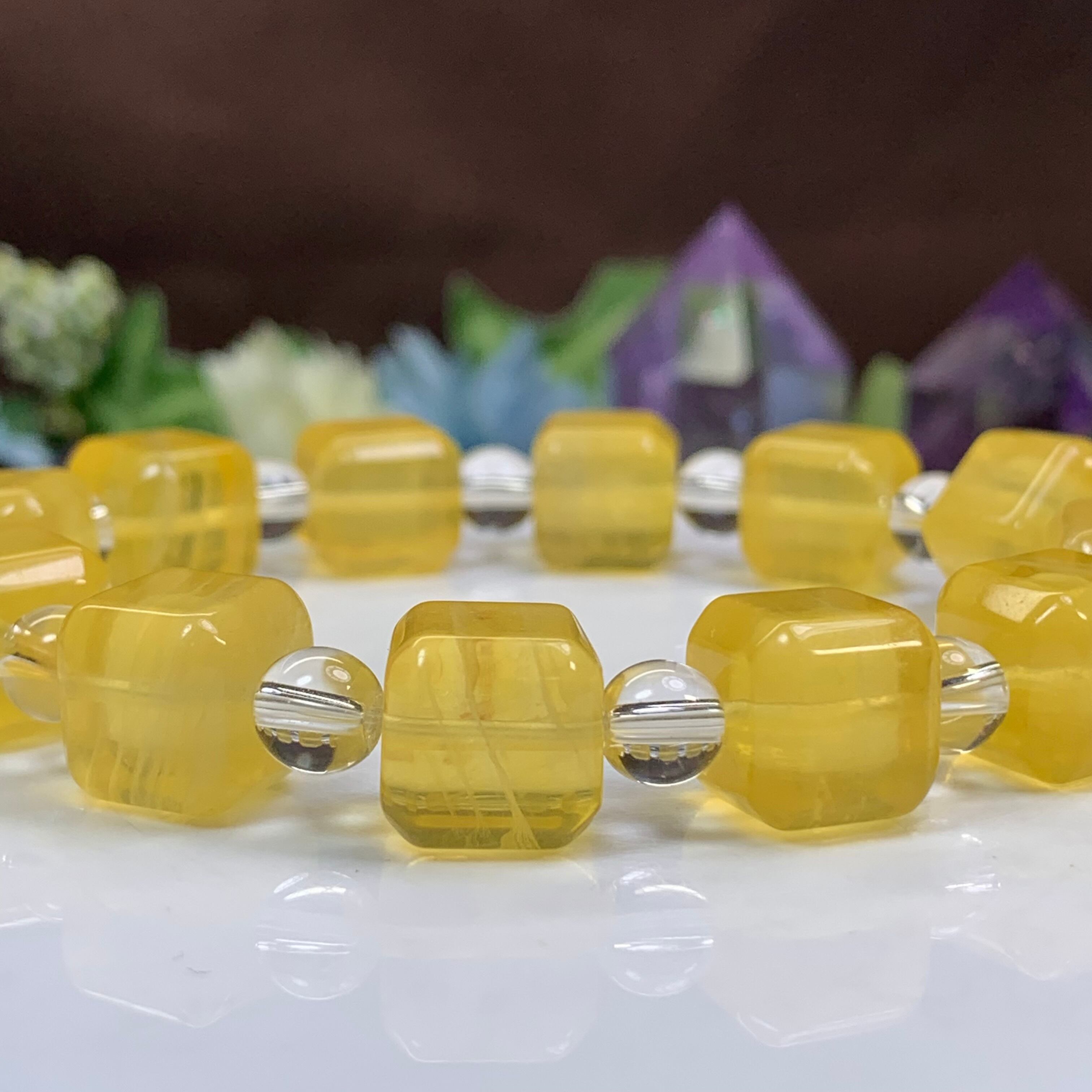 3.イエローフローライト☆キューブ ブレスレット | Naturaltreasure