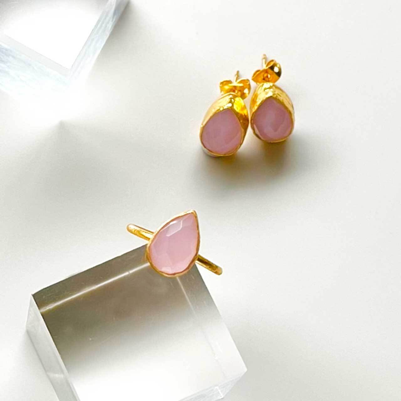 ドロップリング ローズクオーツ