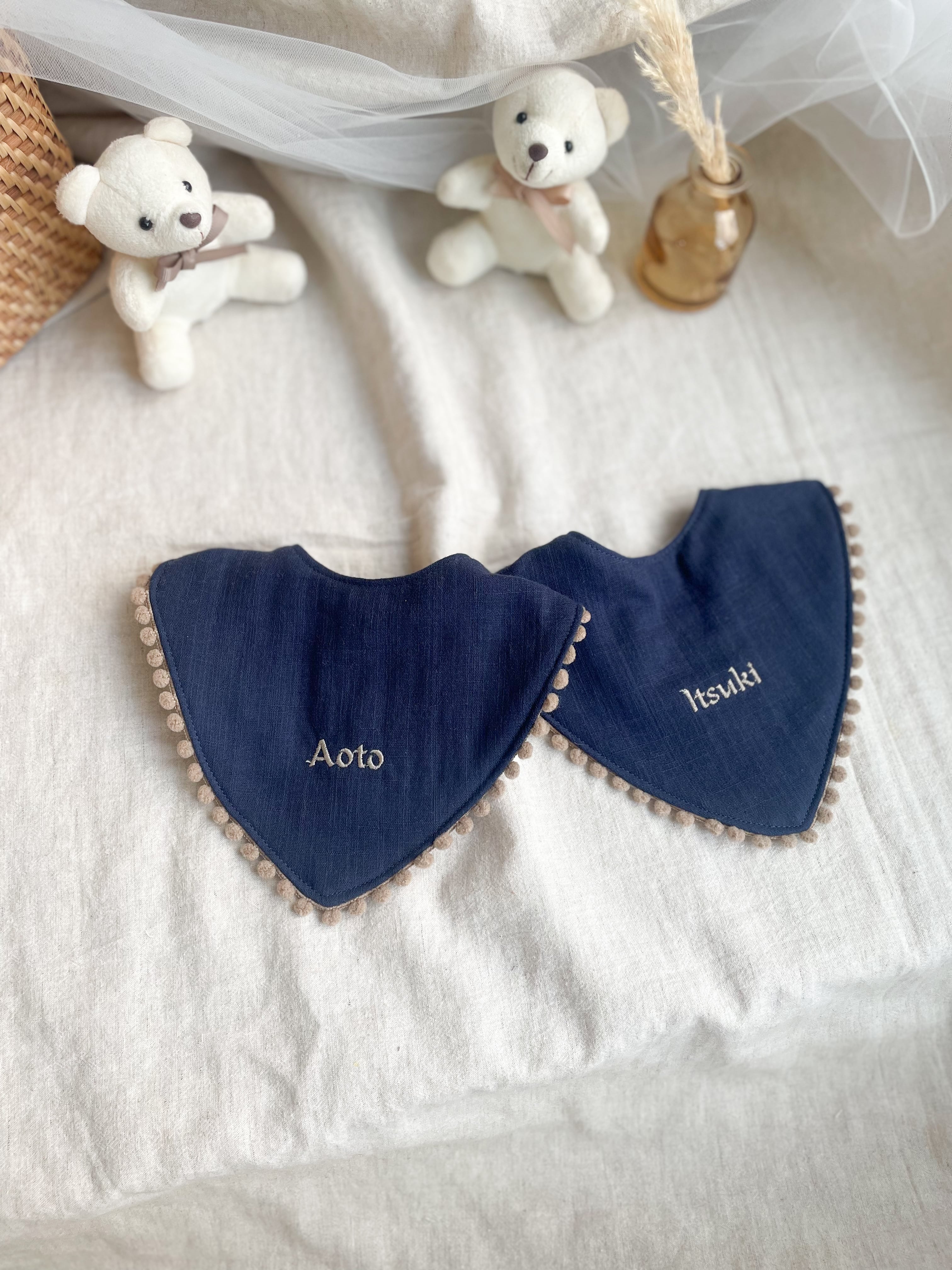 全4色】 ダークぽんぽんバンダナスタイ 単品 | Ks room ベビースタイ