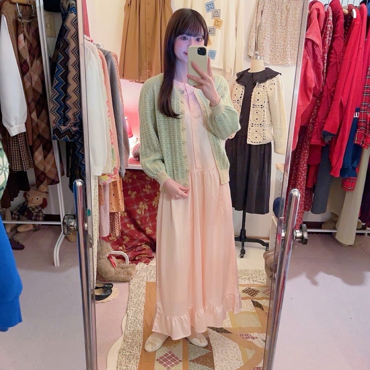 light green lame knit cardigan