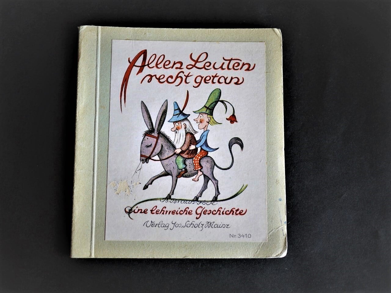 ヴィンテージミニ絵本 Allen Leuten recht getan(ろばを売りに行く親子)