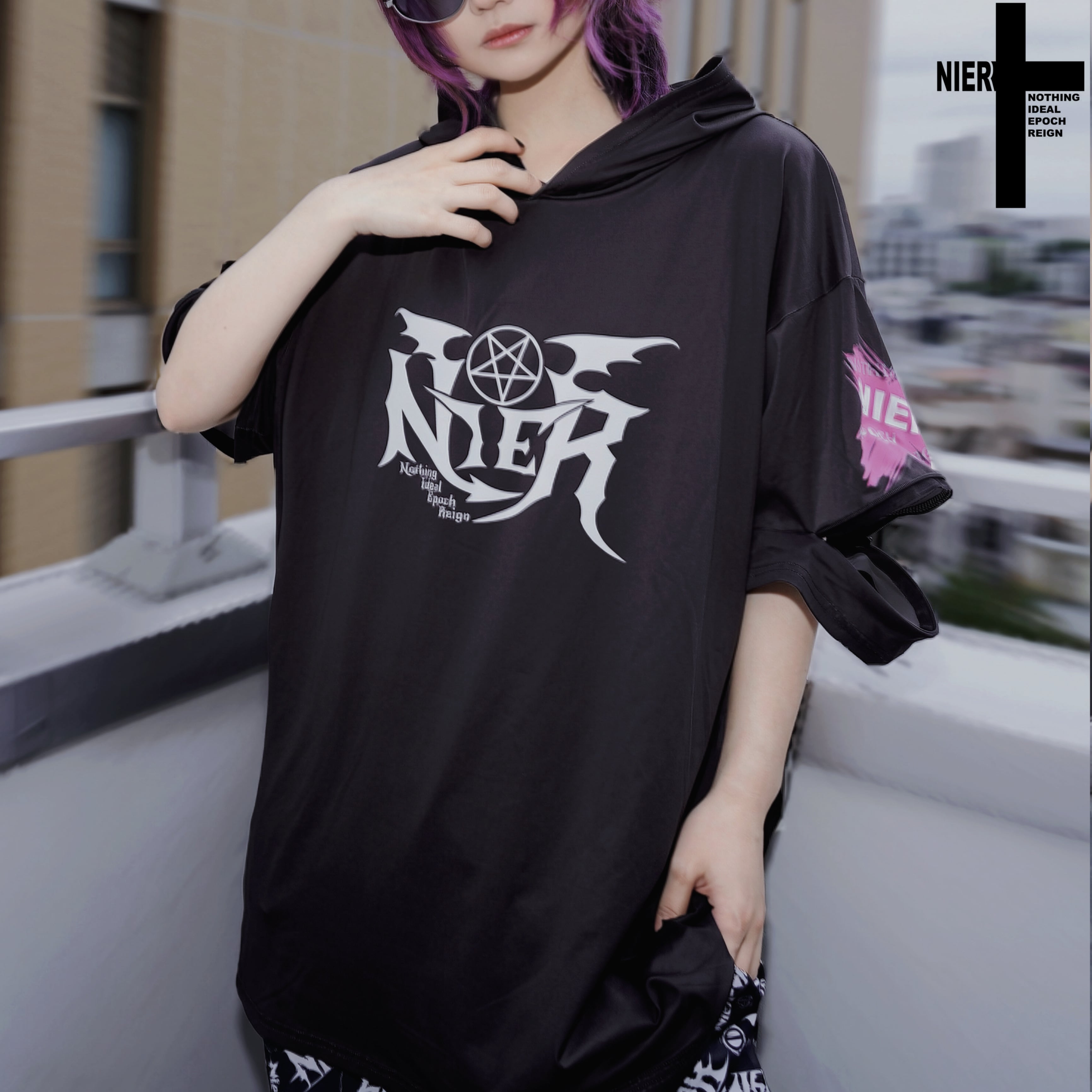 8/5日目玉新作大特価60%OFF》ポケット付きZIP SLEEVE HALF HOOD CUTSEW