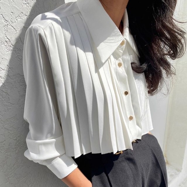 【即納ホワイト1点入荷！】Pleated design shirt A1545
