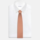 3-Fold Silk Tie, Geometric Pattern, Orange - JA056675-3