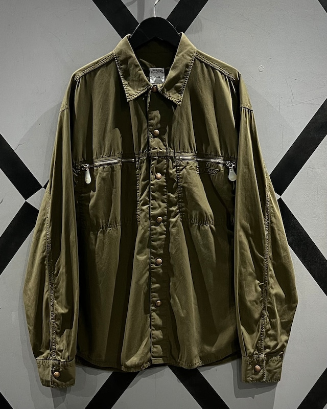 【X VINTAGE】“MOSCHINO JEANS” Zip Gimmick L/S Cotton Shirt