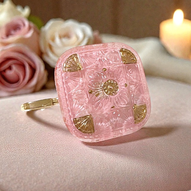 宵彩 -Yoiai-［チェコガラスのストールピン／ブローチ］モーヴピンク  ギフトBOX付