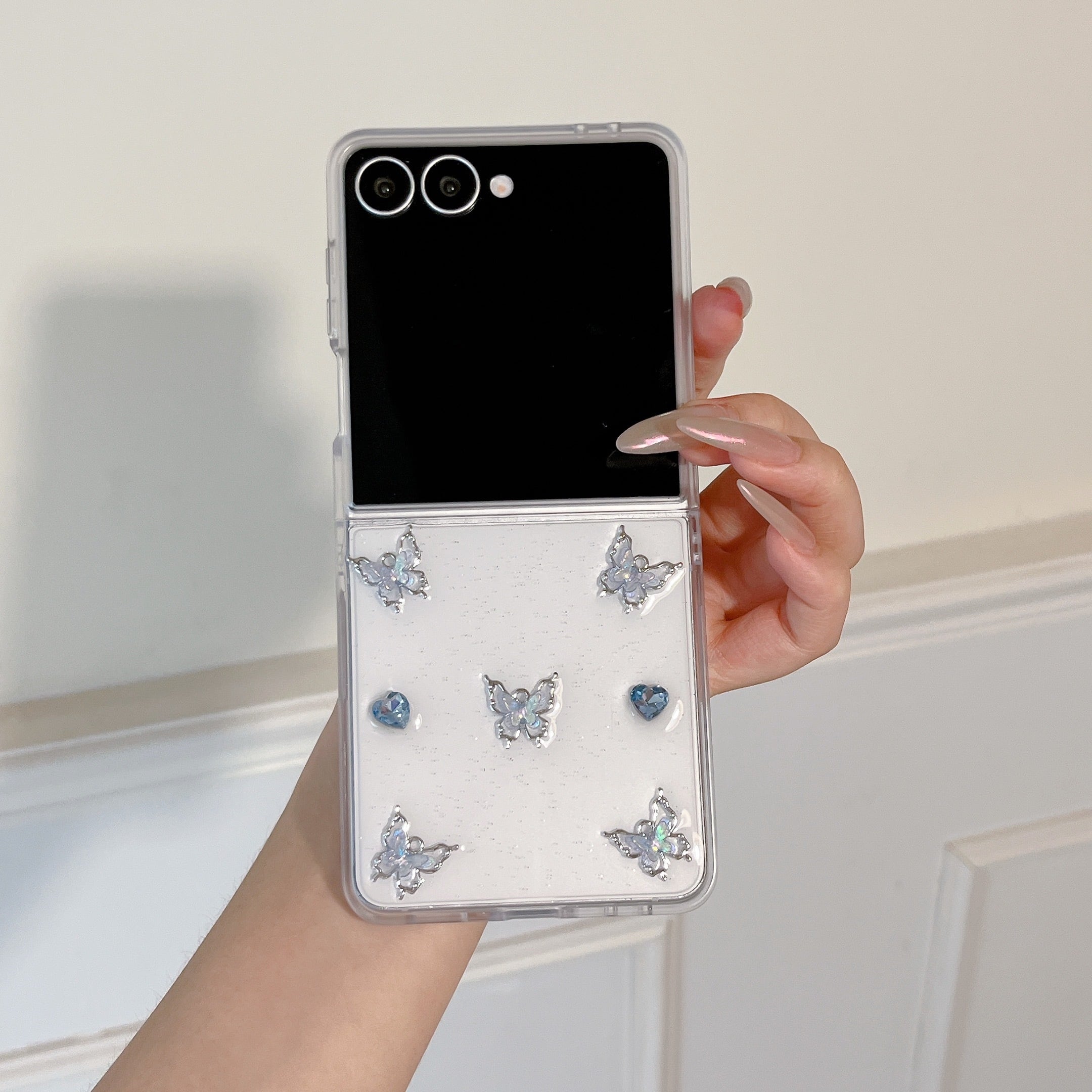 立体 蝶々 Galaxy Z Flip 8 7 6 5 4 ケース クリア レジン