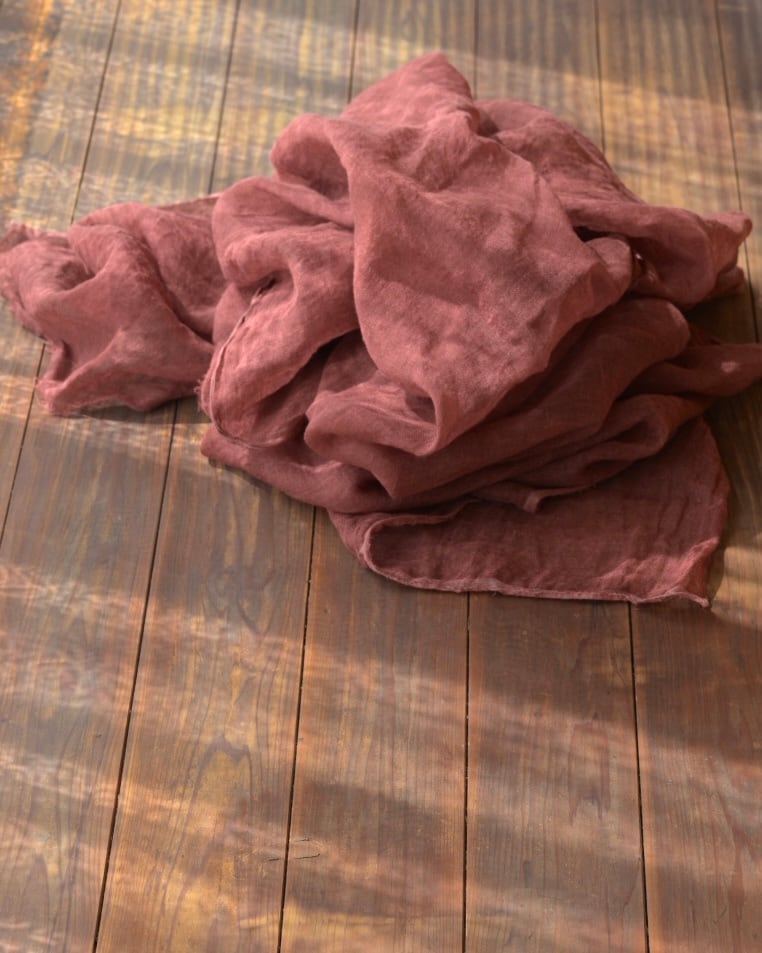 手染め 麻100% 大判麻布｜桜（植物染め）｜futashiba248 Linen textile