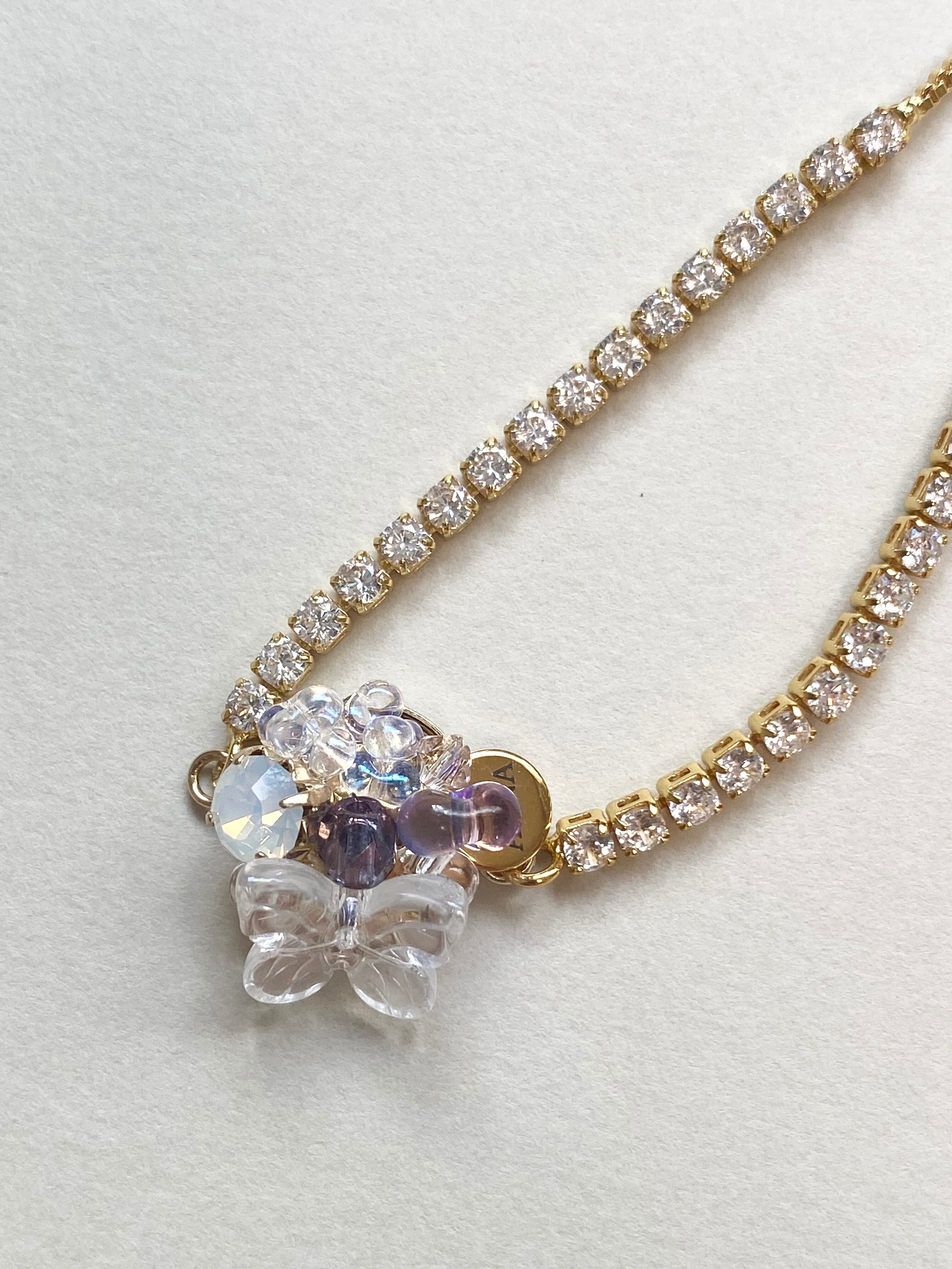 ブレスレット 蝶パープル