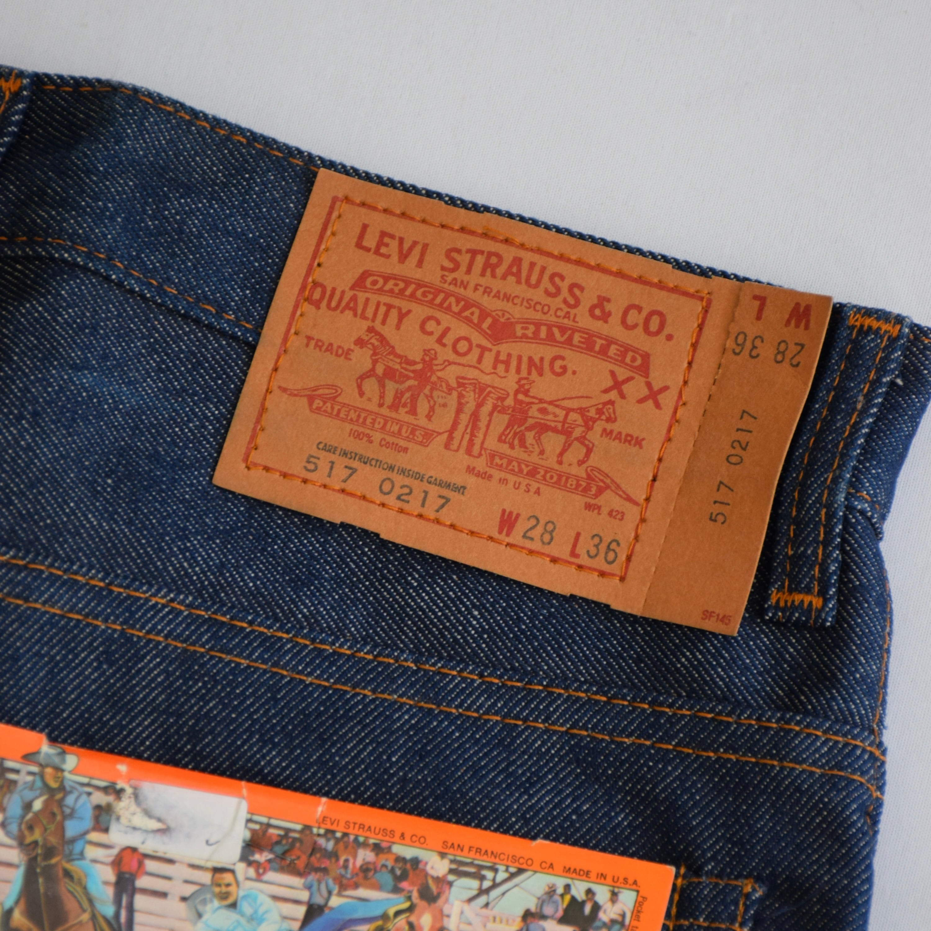 80 USA製 Levi's 517 デニムパンツ DEAD STOCK W28 L36 ブルー