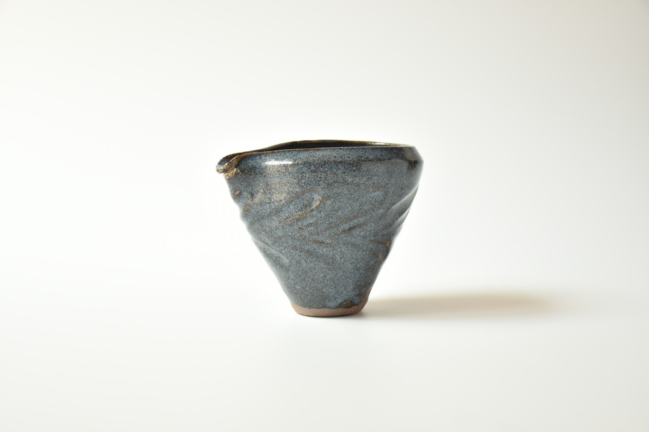 小代瑞穂窯 / 福田るい : しのぎ片口 酒器 草紋しのぎ 青