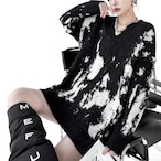 Trendy tie-dye patchwork V-neck sweatert (ME166)