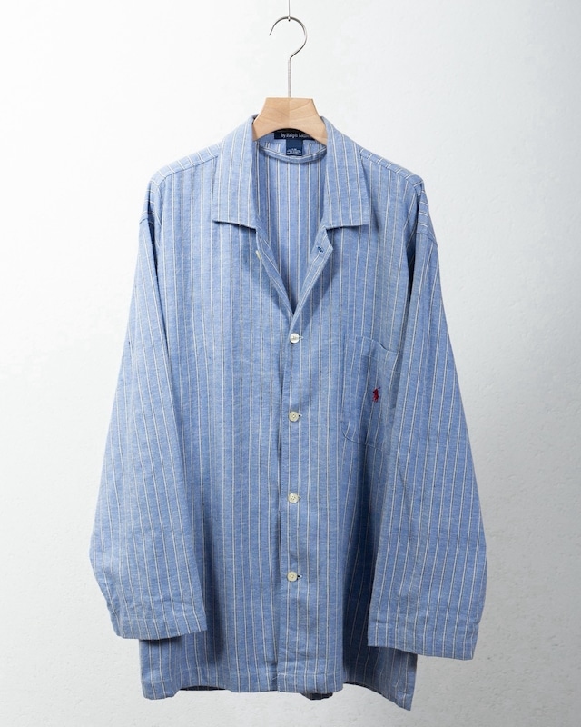 "Polo by Ralph Lauren" stripe patterned open collar cotton pajama shirt