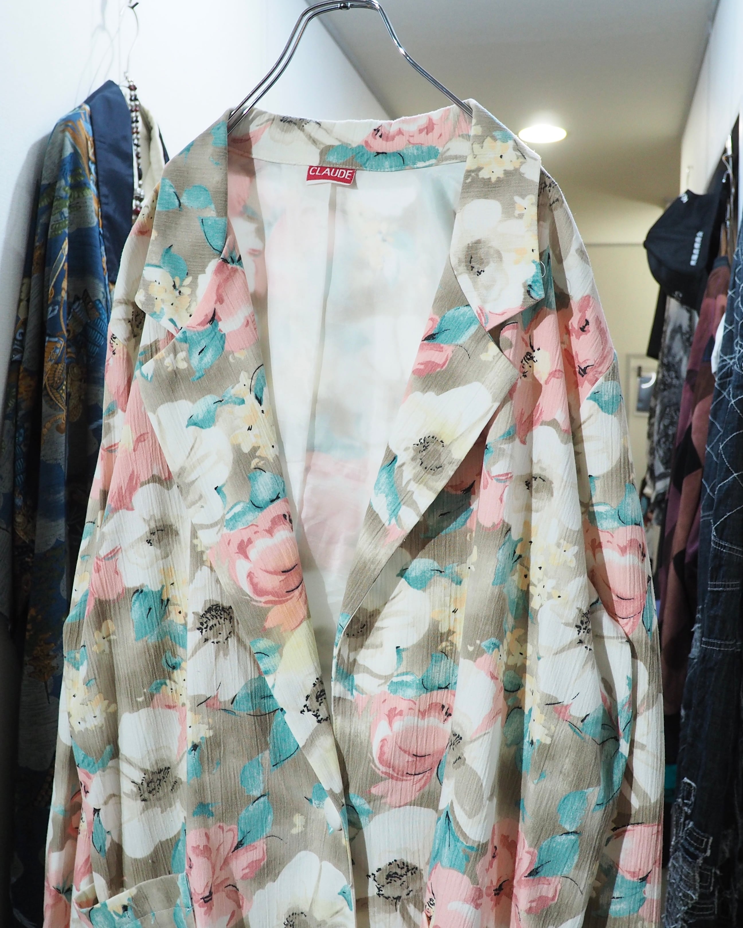 Beautiful Flower pattern vintage loose Easy Tailored Jacket