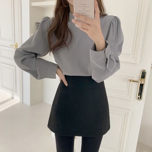 トップス シャツ 袖あり 長袖 ハイネック ストレート 薄手 かわいい 大人可愛い きれいめ 大人 上品 おしゃれ お洒落 大人可愛い 大人女子 こなれ感 キュート 無地 春 秋 10代 20代 30代 レディース 女性用 オフィス OL 通勤 学生 通学 デート お出かけ 女子会 お泊まり 休日 イベント 旅行 着回し 普段使い 韓国系 ファッション コーデ スタイル モテ S M L XL 灰色 グレー