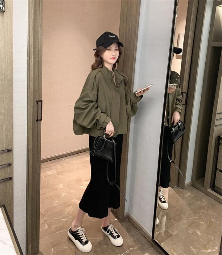 韓国 秋 レザーカラー ジャケット カレッジ風 レジャー 冬 原宿BF風 短いスタイル コート