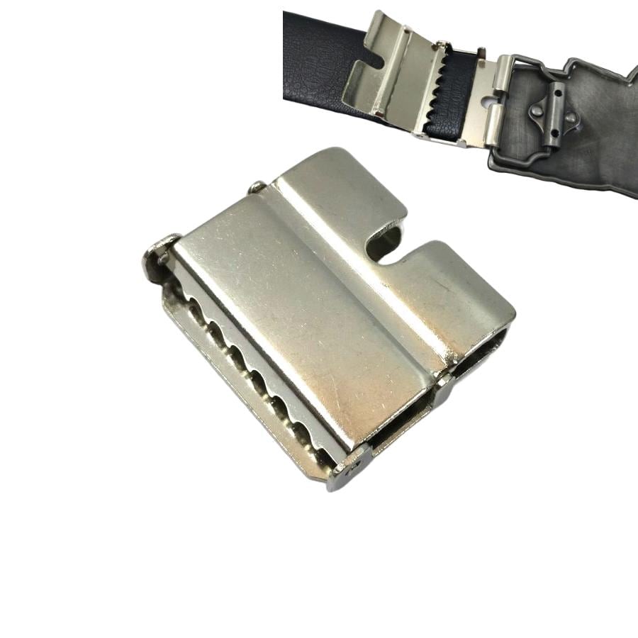 オートロックメンズベルトホワイト白レザー穴なしZ型バックル