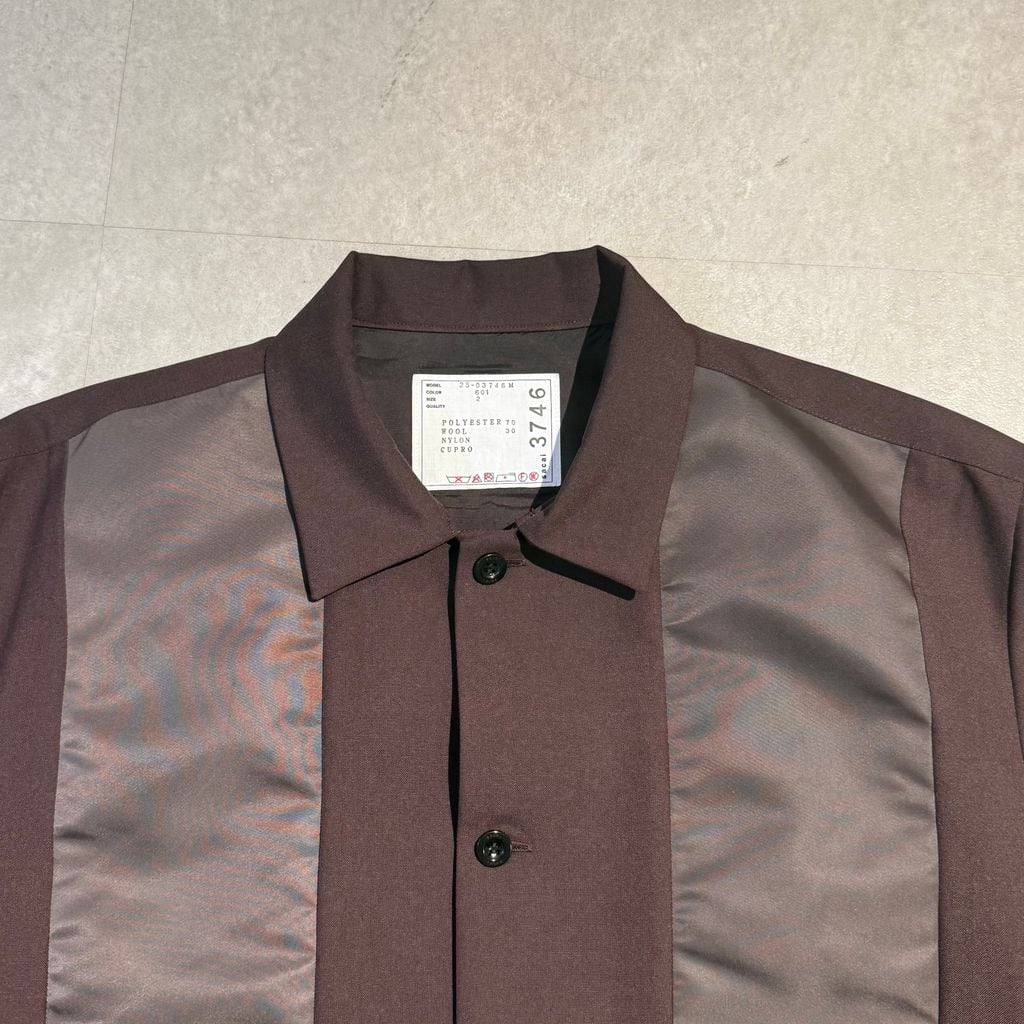 sacai サカイ25AW Suiting Shirt 半袖シャツ 25-03746M ブラウン size