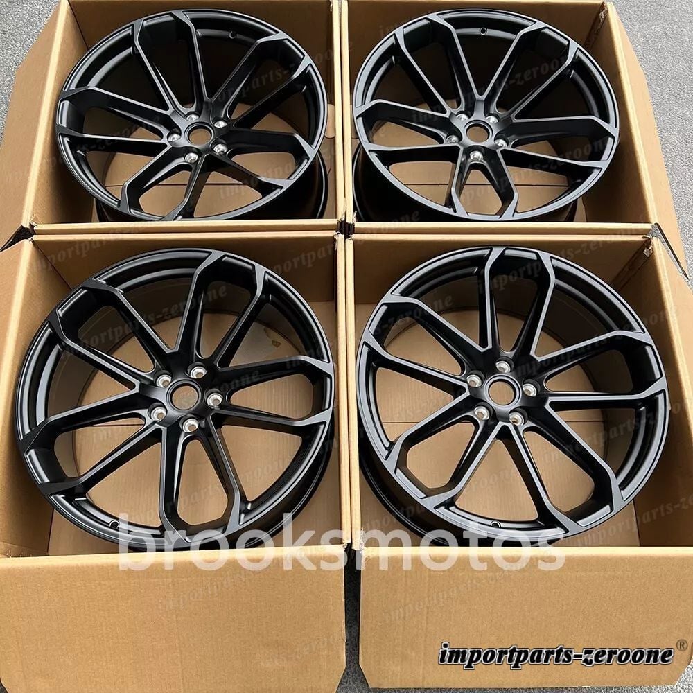 ポルシェ マカン 21x9.5 21x10 新品ツイン 5 スポークサテンブラック