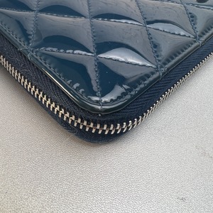 CHANEL シャネル ココマークパテントレザー長財布 ブルー A-9670