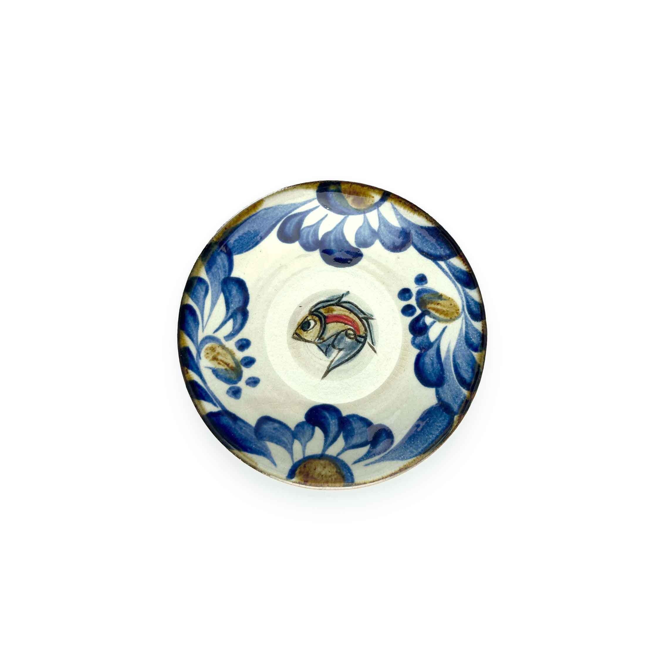 金城陶器 秀陶房】五寸皿 唐草 中魚 線 [やちむん] | 【琉球ガラス】と