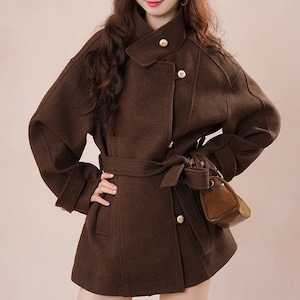 スタンドカラーウエストマークコート ・73726 スタンドカラーウエストマークコート ・73726