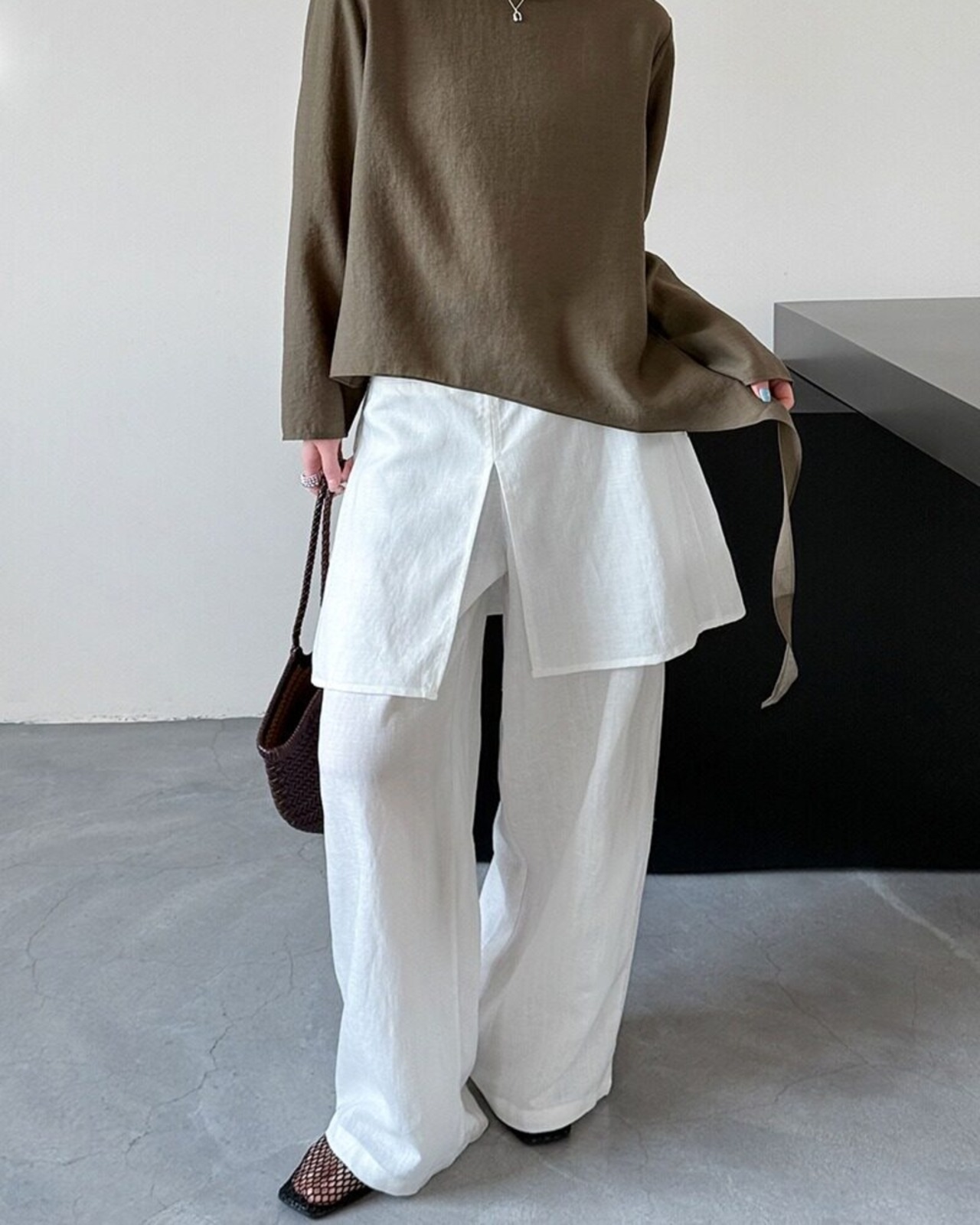 スカートレイヤードワイドロングパンツ 3color A1041 - 4