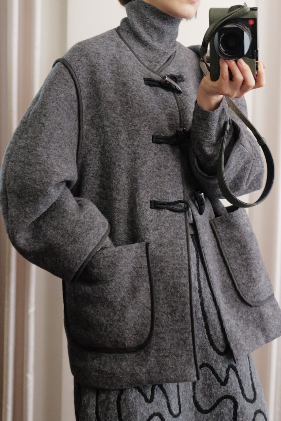 IKITSUKE no collar duffle coat gray