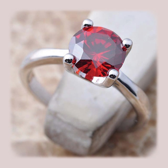 スモールラウンド レッドガーネットジェムストーンリング Zizi Gift