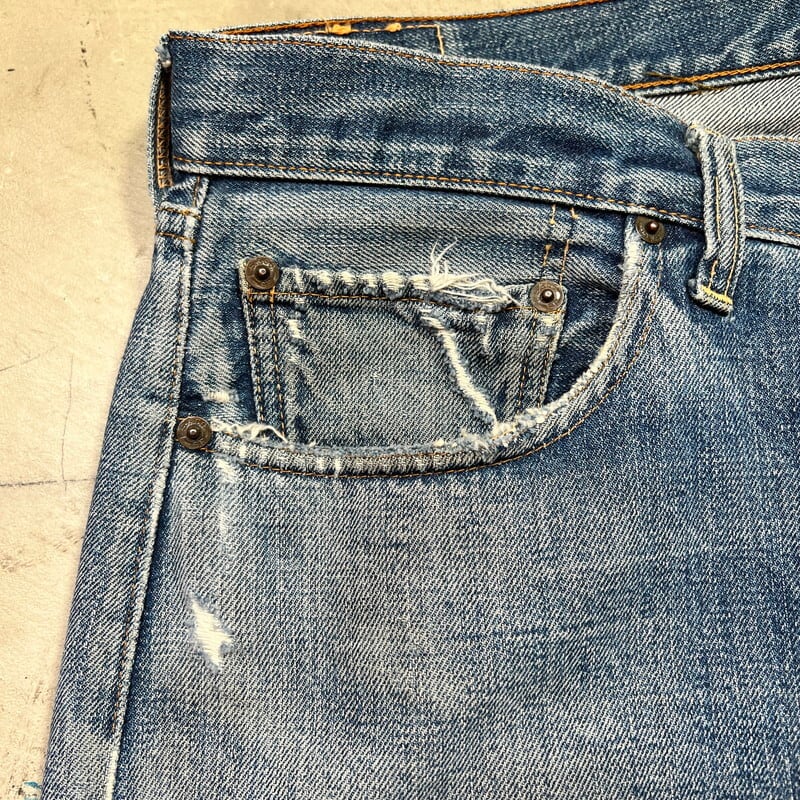 60's 70's LEVI'S リーバイス 501 デニム Big E平行ステッチ 刻印2