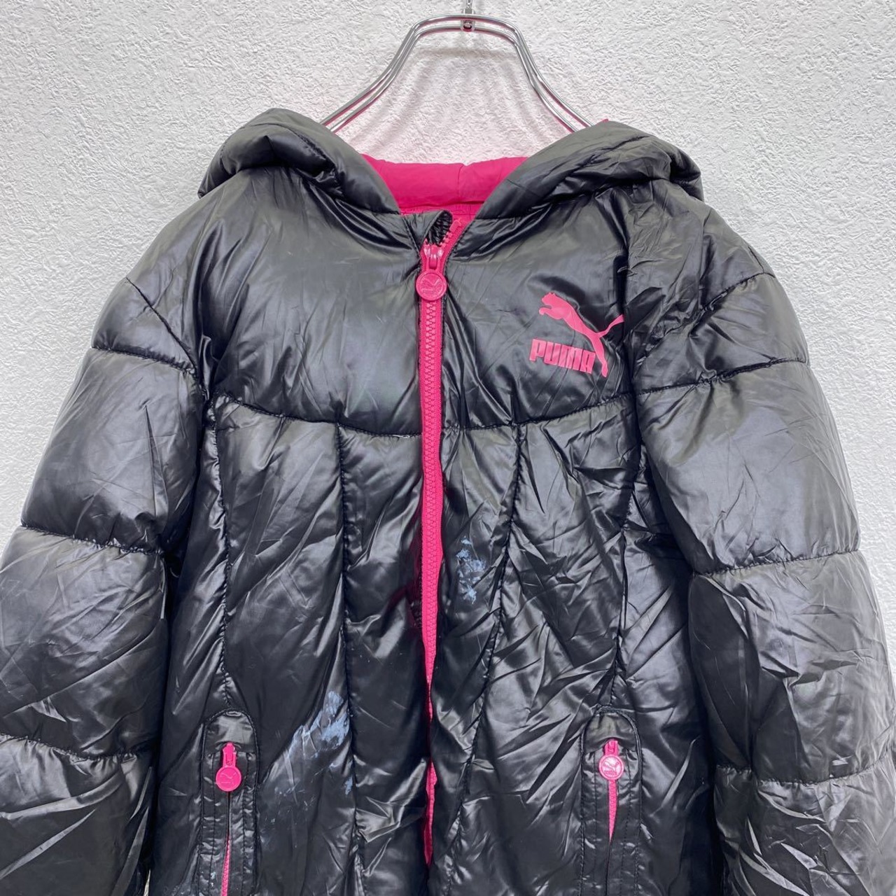 PUMA ダウンジャケット レディース S ブラック ピンク プーマ スポーツ 