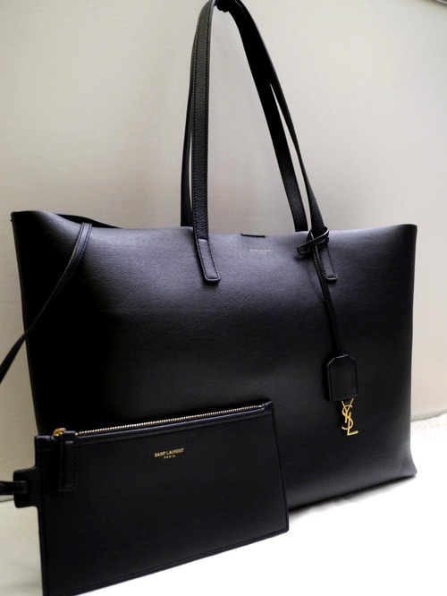 2017美品◆SAINTLAURENT PARIS サンローラン ショッピングトート LARGE A4対応ビジネス可 レザー バッグ黒◆ 取り外し可能なポーチも便利♪