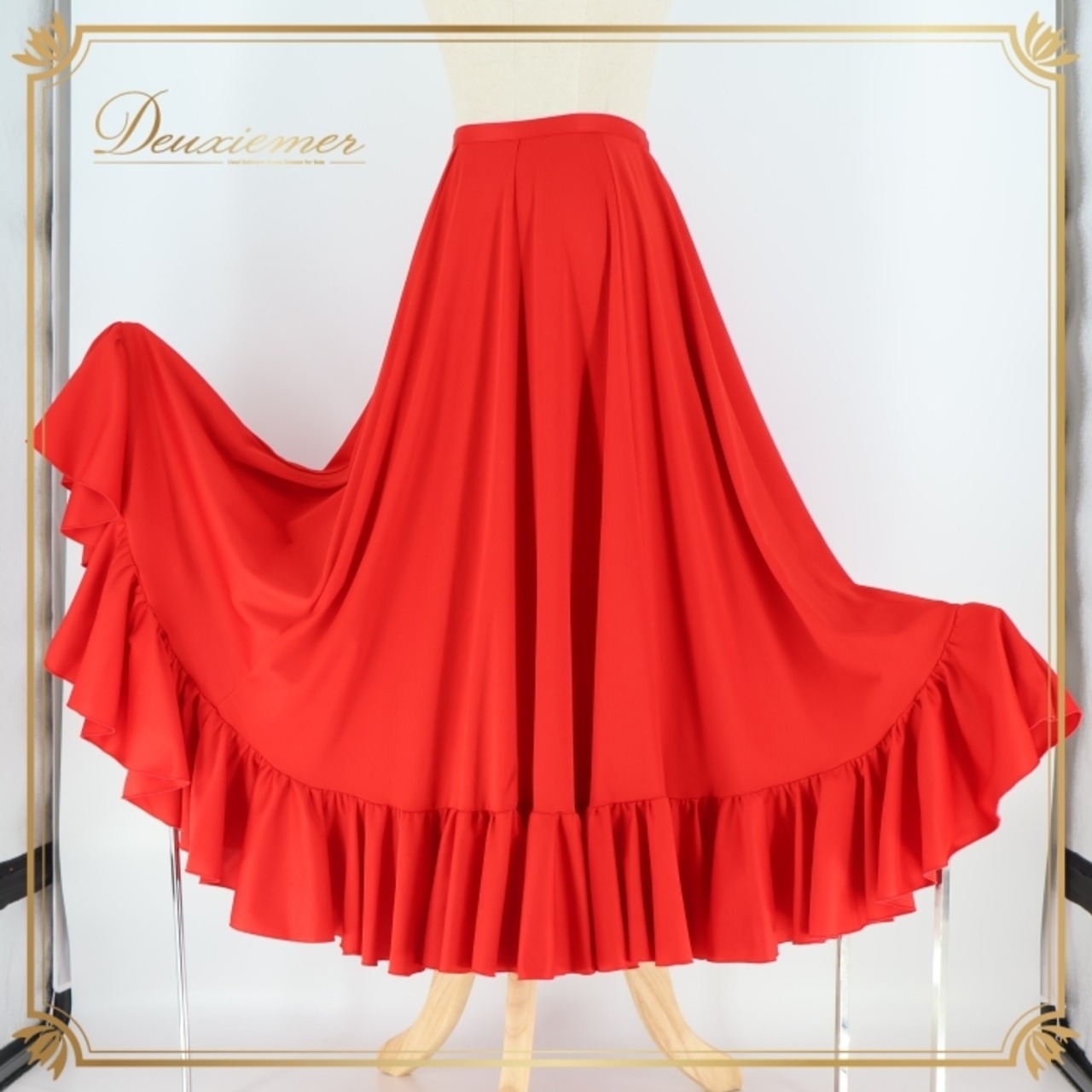 フラメンコ 衣装 ファルダ スカート 無地 赤 ボランテ フリル レッスン 練習 真っ赤 綺麗 イベリア IBERIA レッド系 フラメンコスカート スカートファルダ ダンス衣装 発表会 エレガント かわいい おしゃれ レディース
