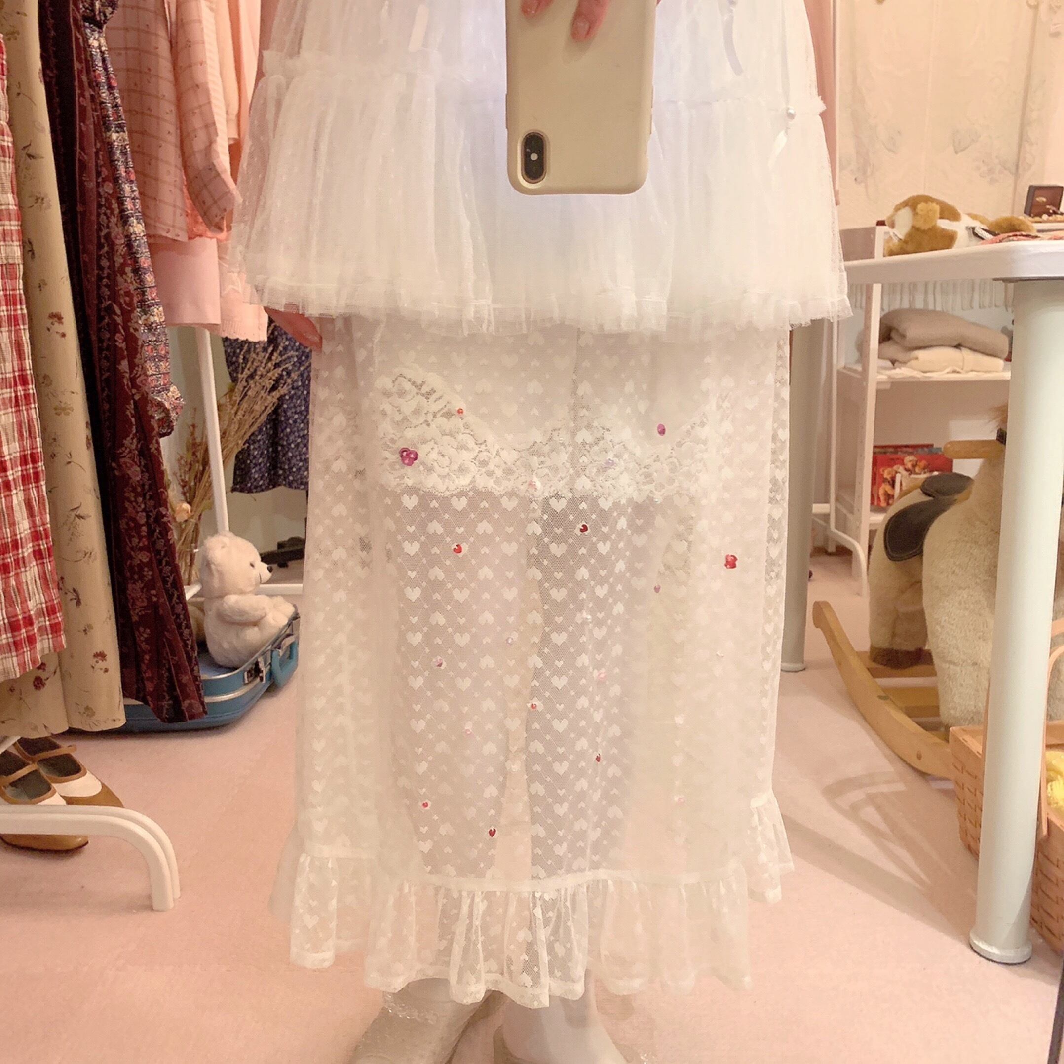 remake : invisible heart tutu lace skirt
