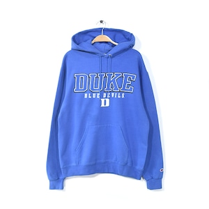 チャンピオン デューク大学 スウェットパーカ 青 ブルー トレーナー DUKE BLUE DEVILS カレッジ メンズM Champion 古着 @CG0312