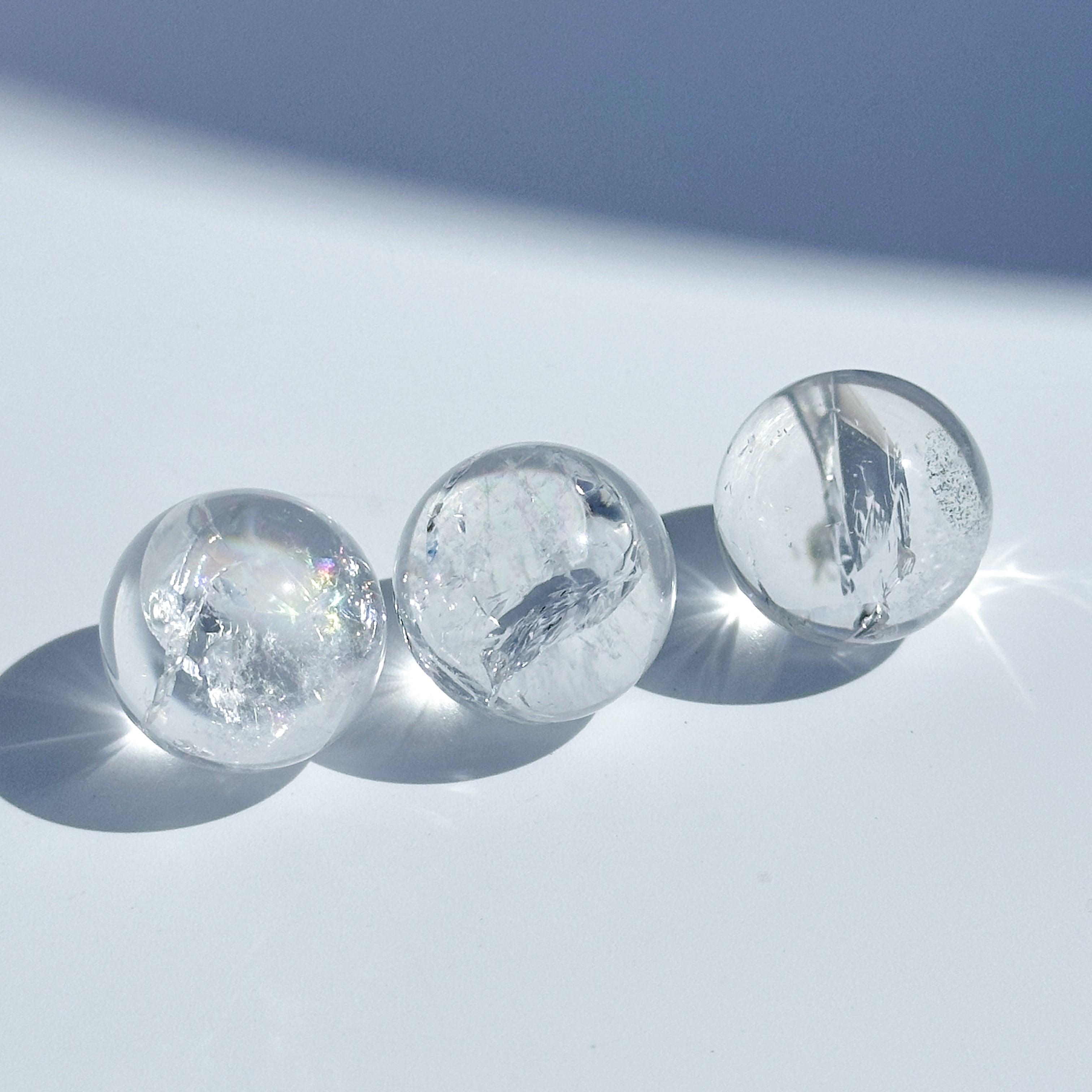 クリア(クラック)クォーツ スフィア 3個 set01◇ Clear Quartz ◇ 天然石・鉱物・パワーストーン