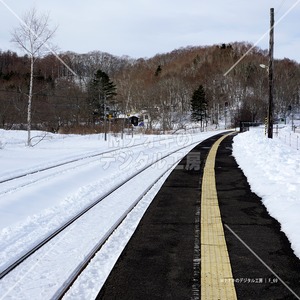 雪のホーム1 釧網本線塘路駅　Snow Platform 1 Senmo Main Line Toro Station