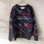 LONDON FOG made in USA black colorful line knit