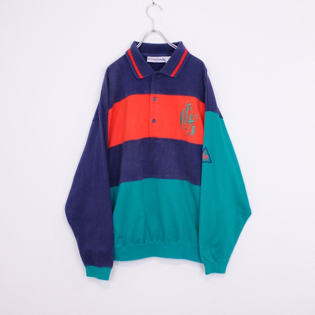 【Caka  act2】"le coq sportif" Mulch Coloring Embroidery L/S Polo Shirts