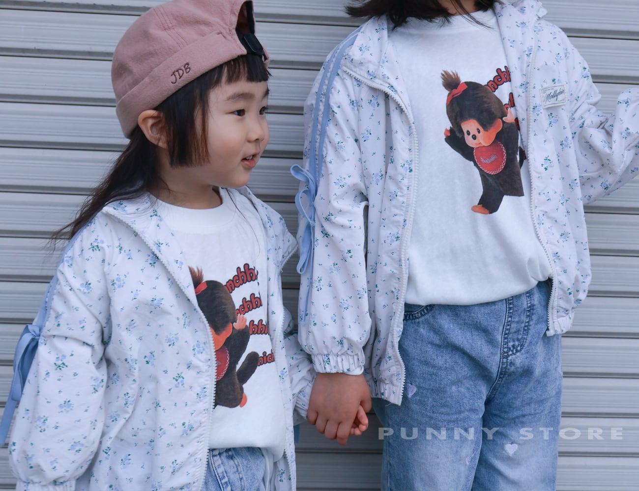 キャラクタープリント（モンチッチ）ロングTシャツ（ホワイト