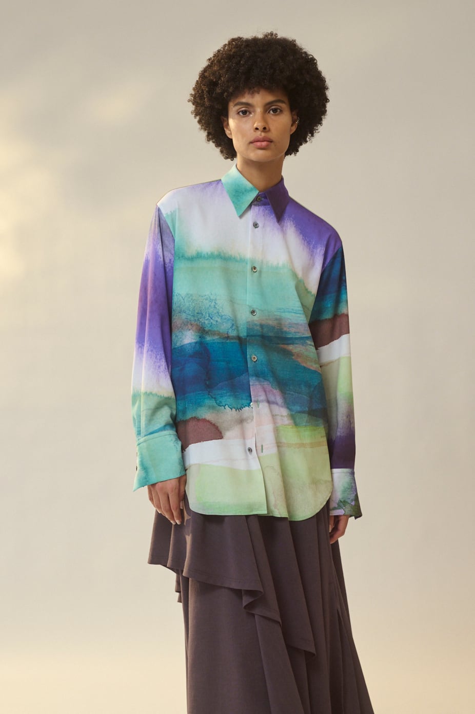 UJOH アートプリント 長袖シャツ アートプリント 長袖シャツ UJOH 22ss 抽象アートプリント 長袖シャツ